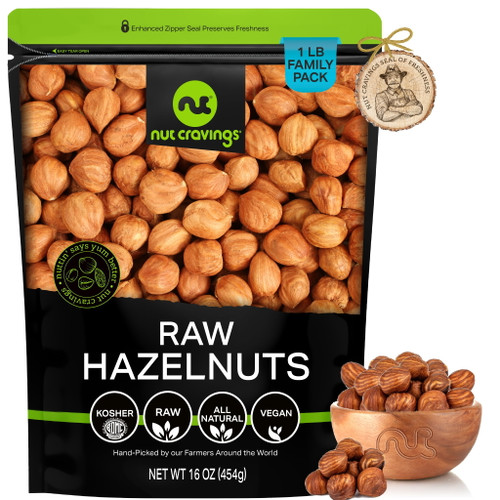 Raw Hazelnuts Filberts With Skin, Unsalted, Shelled (1 Lbs) By Nut Cravings