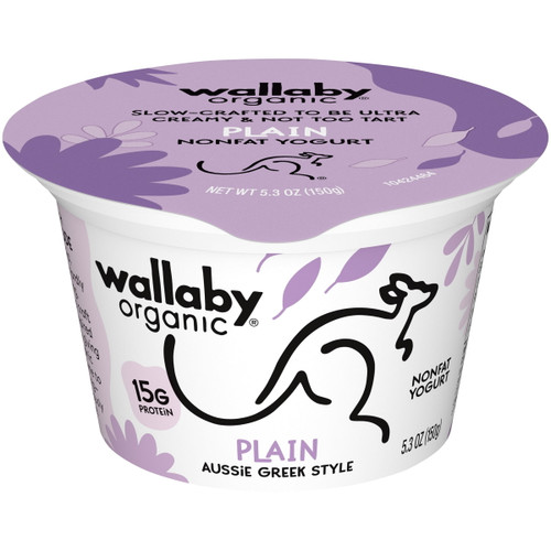 Wallaby Organic Plain Nonfat Greek Yogurt, 5.3 Ounce -- 12 Per Case.