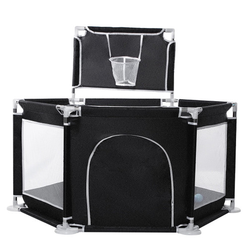 Playpen For Baby, 6 Sides Baby Playpen Playinghouse Paly Yard Kids Safty Play Center Infants Fence With Basketball Hoop Breathable Mesh For Newborn Toddlers (balls Not Included)