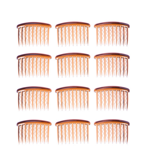 Hemoton 12pcs 17 Teeth Plastic Hair Clip Combs Vintage Small Hair Side Combs 8x5cm (dark Coffee)