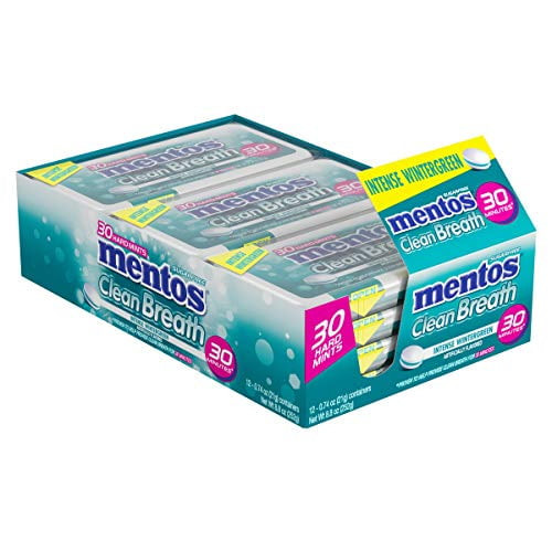 Mentos Clean Breath Hard Mints Sugar Free Candy, Wintergreen, 0.74 Ounce (pack Of 12)