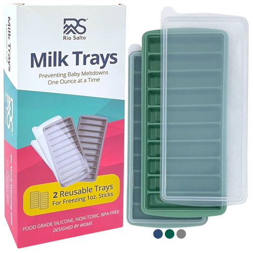 Rio Salto Milk Trays, Breastmilk Freezer Tray Organizer, Freeze And Store Milk And Baby Food In 1 Ounce Sticks, Breast Milk Freezer Containers 1 Oz Breastmilk Ice Cube Tray Storage Container, 2-pack