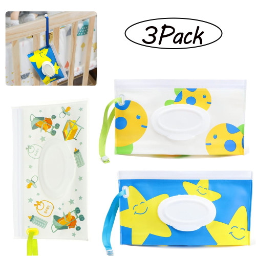 Lnkoo Portable Wet Wipe Pouch [3-pack] – Reusable & Refillable Baby Wipe Dispenser, Eco Friendly Travel Diaper Wipe Carrying Case Holder For Travel-pouch Carries