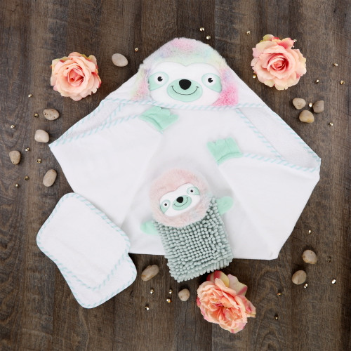 Baby Aspen Rainbow Sloth Bath Gift Set, 4 Pc