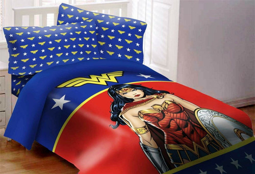 Dc Comics 3-pc Wonder Woman Bedding Reversible Comforter Set Luxury Red Twin
