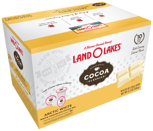 Land O Lakes Cocoa Classics, Hot Cocoa Single Serve Cups, Artic White Hot Cocoa Mix, .53 Oz, 10 Count