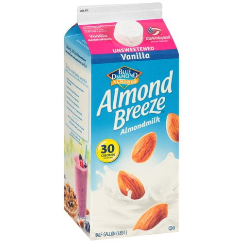 Blue Diamond Almond Breeze Unsweetened Vanilla Almond Milk, Half Gallon, 64 Fl Oz