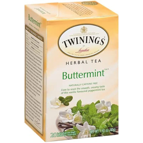 Twinings Of London Tea Herbal Buttermint, Caffeine Free Peppermint Tea Blend With Natural Mint And Vanilla Flavor, 20 Individually Wrapped Tea Bags