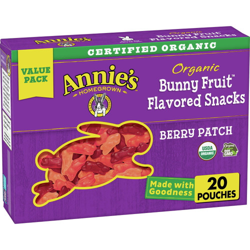 Annie's Organic Berry Patch Bunny Fruit Snacks, Gluten Free, Value Pack, 20 Pouches