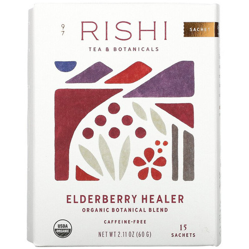 Rishi Tea, Elderberry Healer, Caffeine-free, 15 Sachets, 2.11 Oz