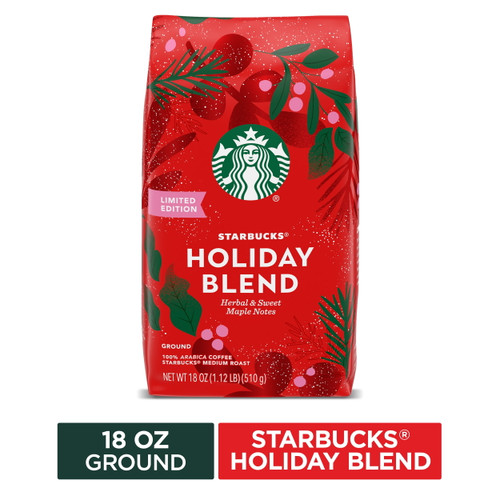 Starbucks Medium Roast Ground Coffee — Starbucks Holiday Blend — 100% Arabica — 1 Bag (18 Oz)