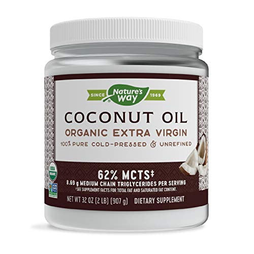 Nature's Way Organic Extra Virgin Coconut Oil, Pure & Unrefined, Cold-pressed, Usda Organic, Non-gmo, 32 Ounce