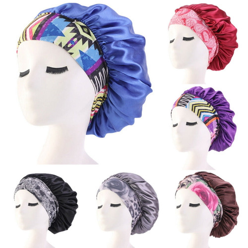Us Womens Satin Bonnet Cap Night Sleep Hair Head Lady Cover Wide Band Large Hats