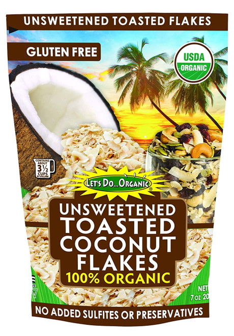 Let's Do Organic Unsweetened Toasted Coconut Flakes, 7 Oz. Bags (pack Of 12)