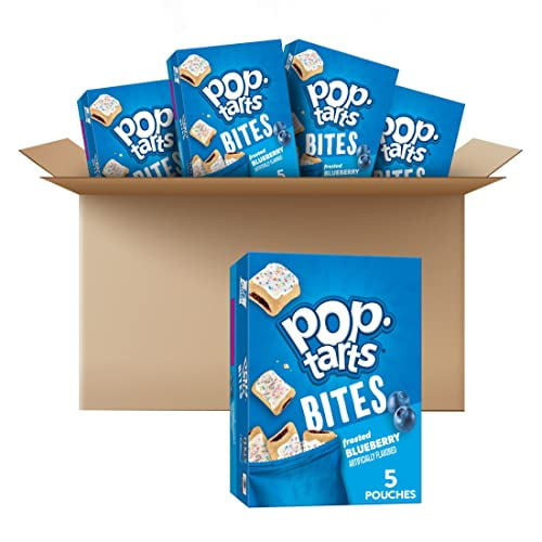 Pop-tarts Baked Pastry Bites, Kids Snacks, School Lunch, Frosted Blueberry, 35oz Case (5 Boxes)
