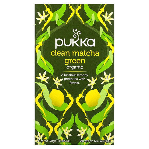 Pukka Herbs, Organic Clean Matcha Green, 20 Sachets, 0.05 Oz (1.5 G) Each Pack Of 3