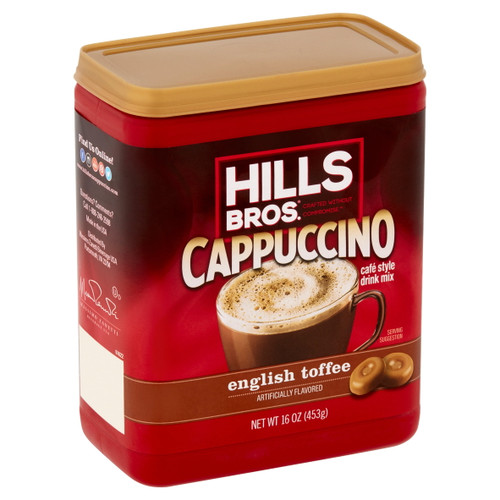 Hills Bros. Cappuccino English Toffee Medium Roast Instant Coffee, 16 Oz