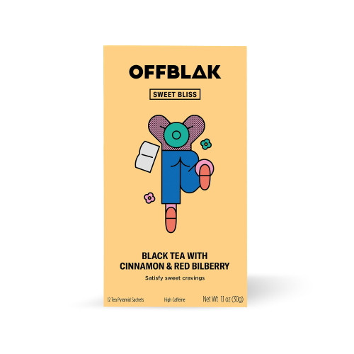 Offblak Chill Out - Sweet Bliss - Cinnamon & Red Bilberry - Black Tea - 12 Pyramid Tea Bags, 30g 1 Ea