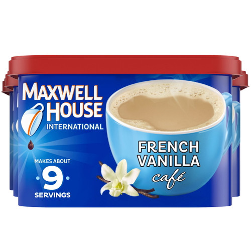 Maxwell House International French Vanilla Café-style Instant Coffee Beverage Mix, 4 Ct. Pack, 8.4 Oz. Canisters