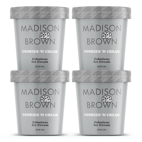Madison Brown Cookies 'n Cream Ice Cream, 1 Pint, 4 Count