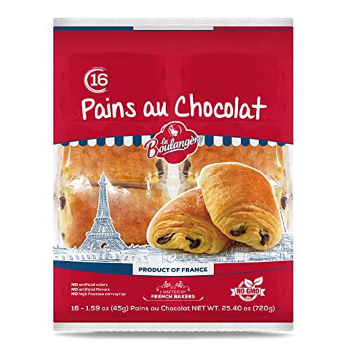 La Boulangere Pains Au Chocolat, Chocolate Croissants, Individually Wrapped, Non Gmo, Free From Artificial Flavors & Colors, 16-count