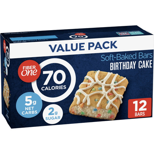 Fiber One 70 Calorie Birthday Cake Snack Bars, 12 Count