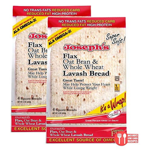 2 Pack Value: Joseph's Lavash Bread Flax Oat Bran & Whole Wheat Reduced Carb, 8 Squares