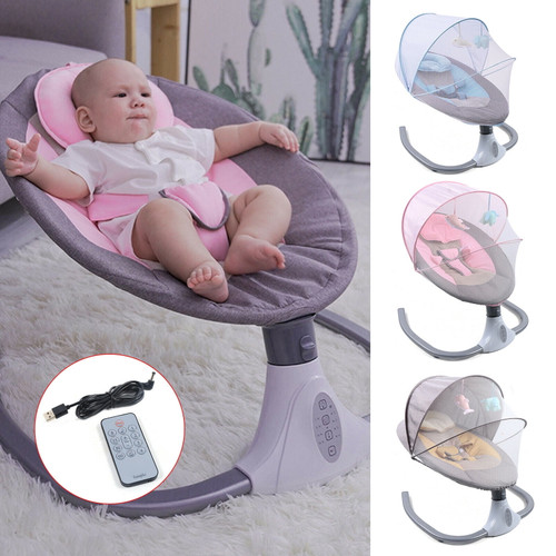 Cncest Pink Baby Swing Bouncer Seat Music Infants Baby Rocking Chair Foldable Remote Control
