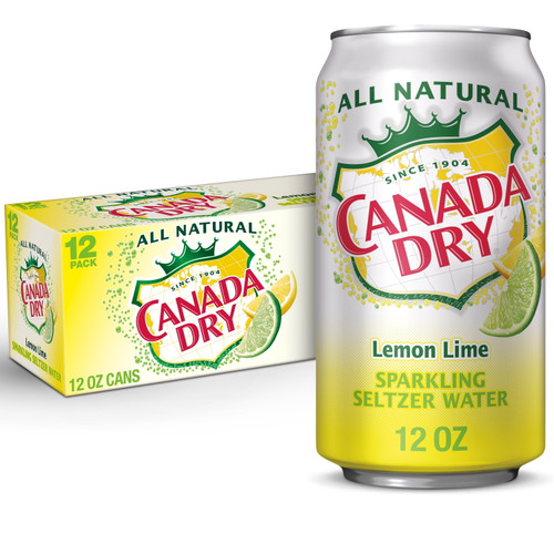 Canada Dry Lemon Lime Sparkling Seltzer Water, 12 Fl Oz Cans, 12 Pack