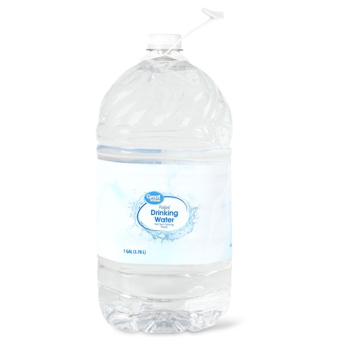 Great Value Purified Drinking Water, Purified Through Reverse Osmosis, 1 Gallon Individual Unit (128 Fluid Ounces)