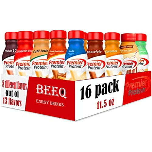 Protein Shake| Pack Of (16), Get 8 Different Flavors Out Of 13 Flavors |30g Protein, 1g Sugar| Beeq Assortment.