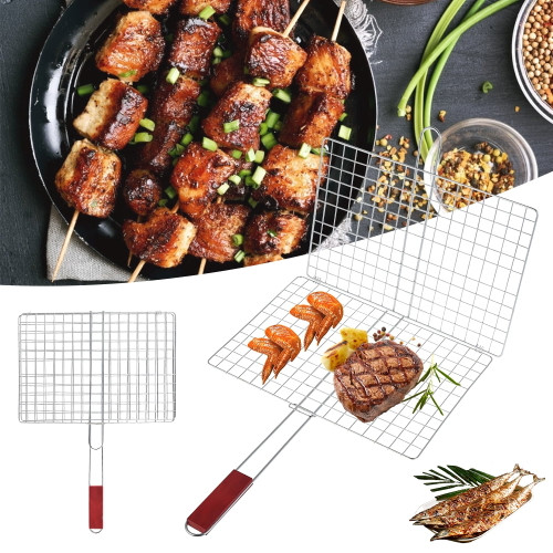 Mtfun Meat Grilling Basket Barbecue Rack Grill Burger Fish Stand Cooking Roast Tool Bbq Net