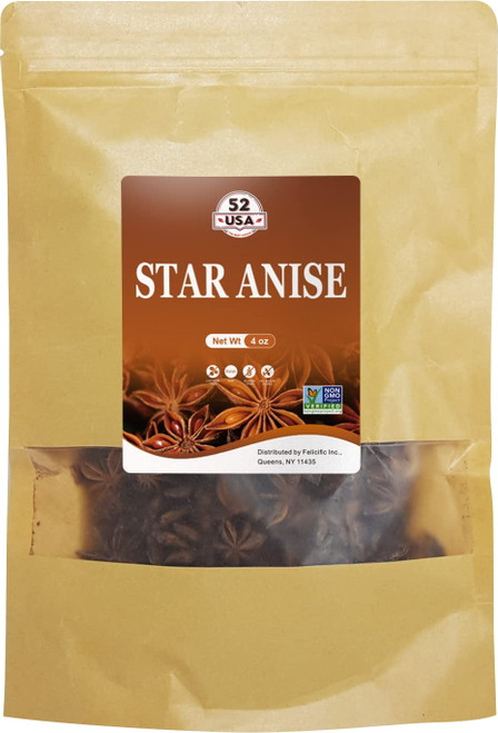 52usa Star Anise Seeds (anis Estrella) 4oz, Whole Chinese Star Anise Pods, Dried Anise Star Spice, Star Anise Seed Pods Whole Bulk