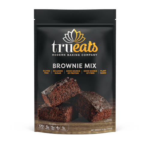 Trueats Brownie Mix: Gluten Free, No Sugar Added, Diabetic Friendly, Allergen Friendly, Protein & Fiber Rich, Dairy Free, Vegan, Plant Based, Sweetened With Monk Fruit Sweetener