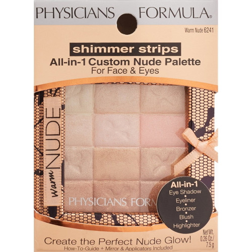 Physicians Formula Shimmer Strips Custom All-in-1 Nude Palette For Face & Eyes, Warm Nude