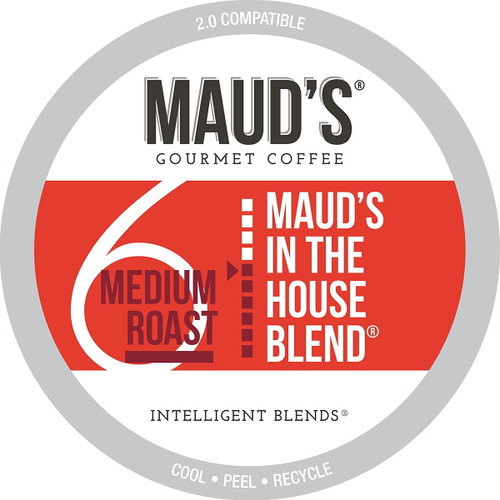 Maud's Medium Dark Roast Coffee (in The House Blend), 100ct. Solar Energy Produced Recyclable Single Serve Medium Dark Roast Coffee Pods – 100% Arabica Coffee California Roasted, Kcup Compatible