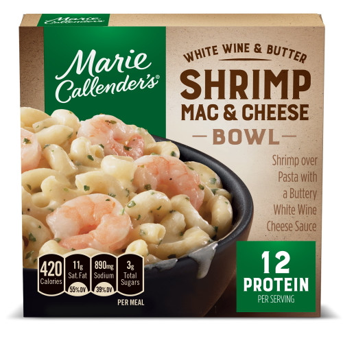 Marie Callender's White Wine And Butter Shrimp Mac & Cheese Bowl, Frozen Pasta Meals, 10.5 Oz.