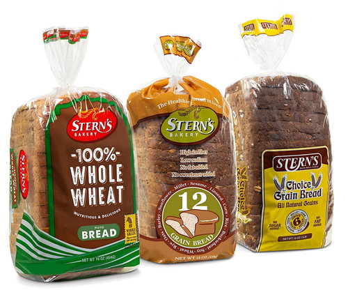 Whole Grain Bread | Sandwich Bread | 3 Flavor Variety Bundle |(1) 12 Grain Bread (1) 6 Grain Bread (1) 100% Whole Wheat Bread |2-3 Day Shipping | 16 Oz Per Loaf -stern's Bakery-3 Loaves Bread Included
