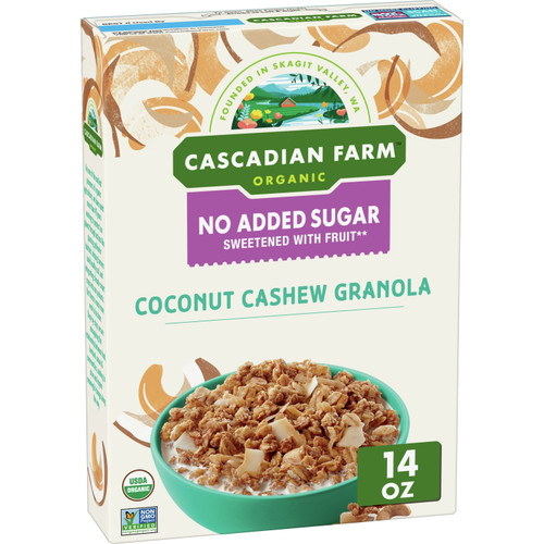 Cascadian Farm Organic Granola With No Added Sugar, Coconut Cashew, 14 Oz.