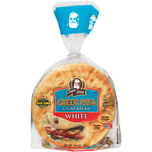 Papa Pita White Greek Pita Flat Bread, 16.8 Oz
