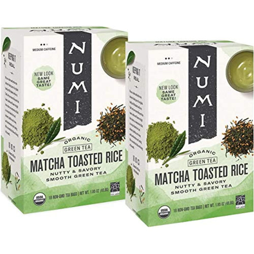 Numi Tea Matcha Toasted Rice Green Tea, 18 Bags - Pack Of 2