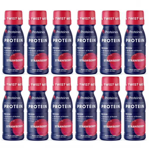 Proteinex 2go Liquid Predigested 26g Protein Shots - Available In 2 Flavors! Size: 12-pack, Flavor: Strawberry