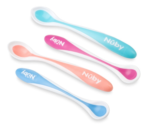 Nûby First Solids Hot Safe Spoons, 4m+, 4 Count