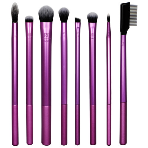 Real Techniques Everyday Eye Essentials Makeup Brush Kit, For Eye Shadow & Liner, 8 Piece Set