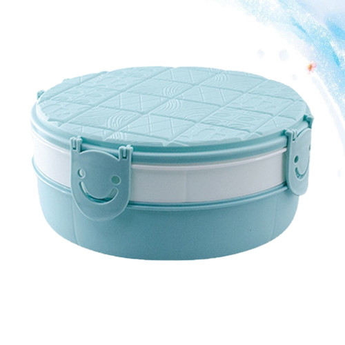 Etereauty Round Fruit Plate Snack Fruit Tray Nuts Candy Sealing Storage Box With Cover For Party Festival - Double Layer (blue)