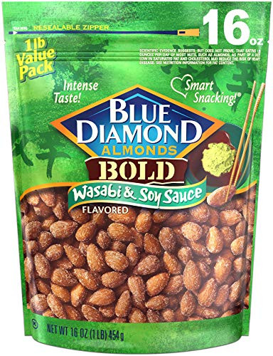 Blue Diamond Almonds Wasabi & Soy Sauce Flavored Snack Nuts, 16 Oz Resealable Bag (pack Of 1)