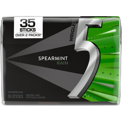 5 Gum Spearmint Rain Sugar Free Gum, 35-stick Pack
