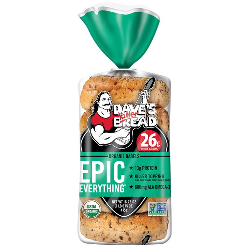 Dave's Killer Bread Epic Everything Bagels, Organic Bagels, 26g Whole Grains Per Bagel, 5 Count