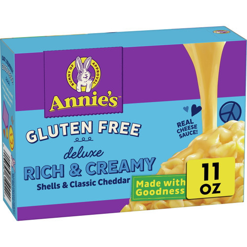 Annie’s Deluxe Classic Cheddar Shells Gluten Free Mac And Cheese Dinner With Rice Pasta, 11 Oz