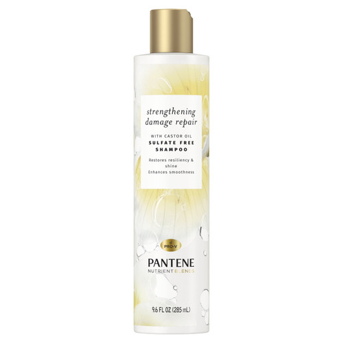 Pantene Nutrient Blends Strengthening Damage Repair Sulfate Free Shampoo With Castor Oil, 9.6 Oz